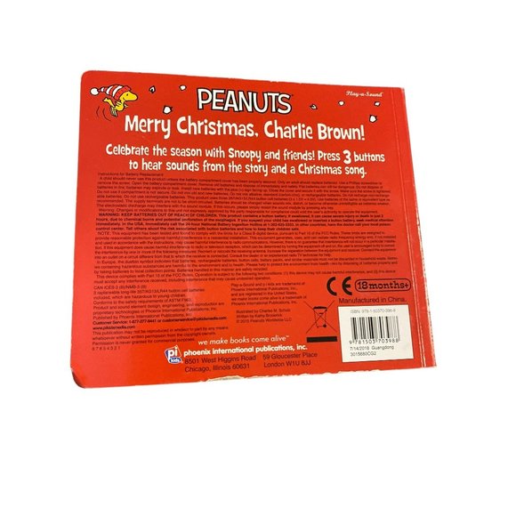 Peanuts Merry Christmas Charlie Brown talking button book hardcover - Picture 2 of 3